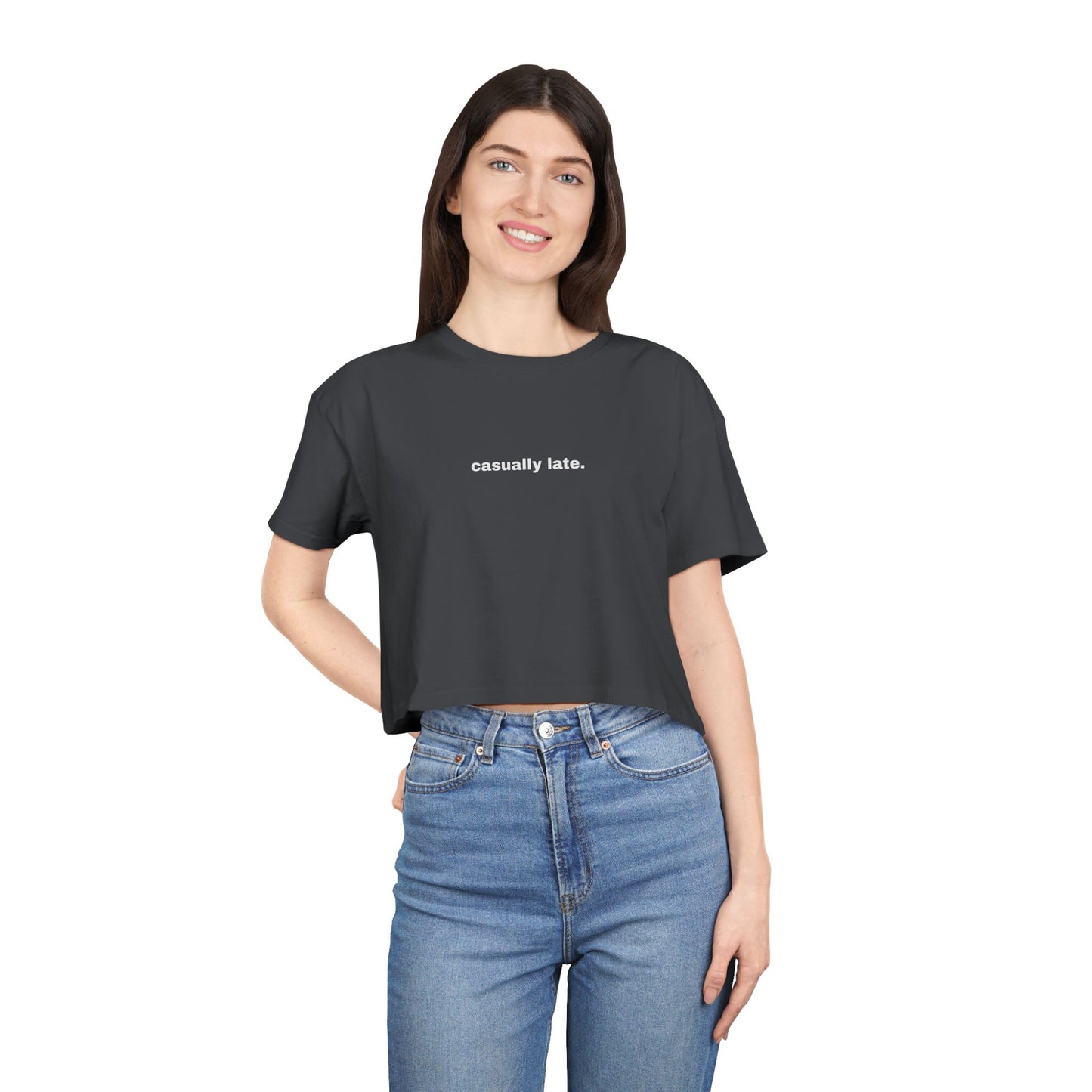 House Music Made Me Late Crop Tee