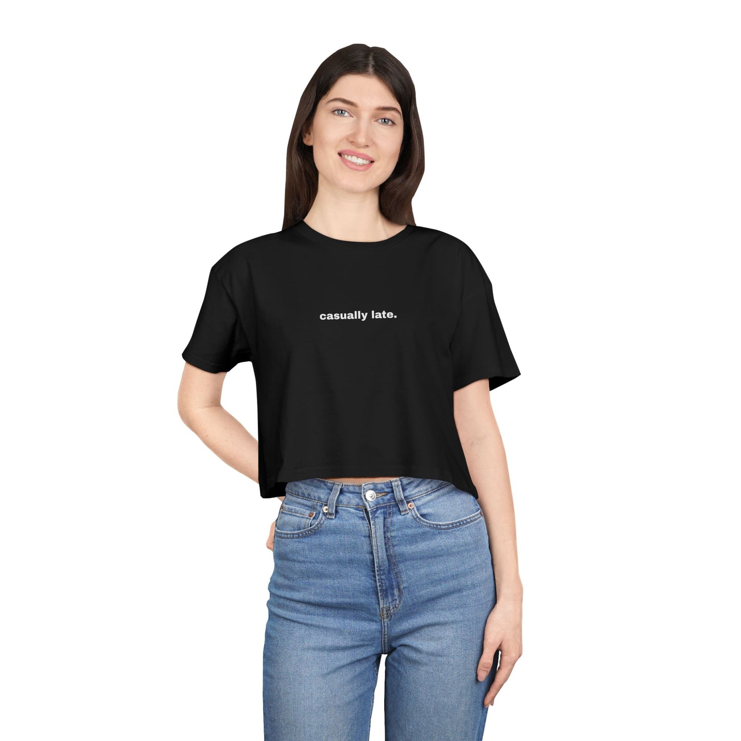 House Music Made Me Late Crop Tee